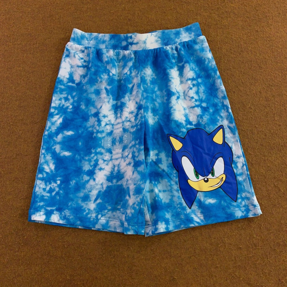 Next Boys 9yrs Blue Tie Dye Sonic the Hedgehog Cotton Graphic Shorts New